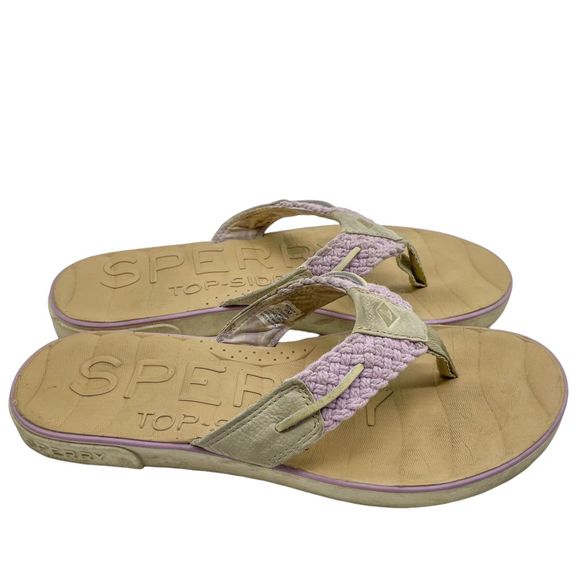 Sperry Topsider Leather Oar Creek Woven Flip Flip Sandal - Picture 7 of 12